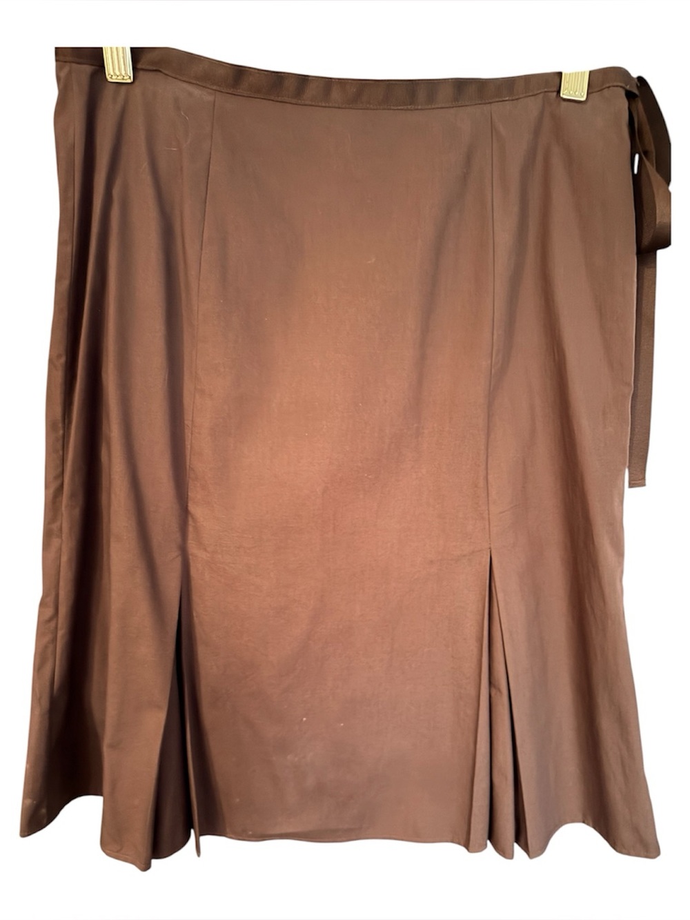 Will Smith 100% cotton Brown pleaded ribbon side tie Midi Skirt - Women Sz. 6